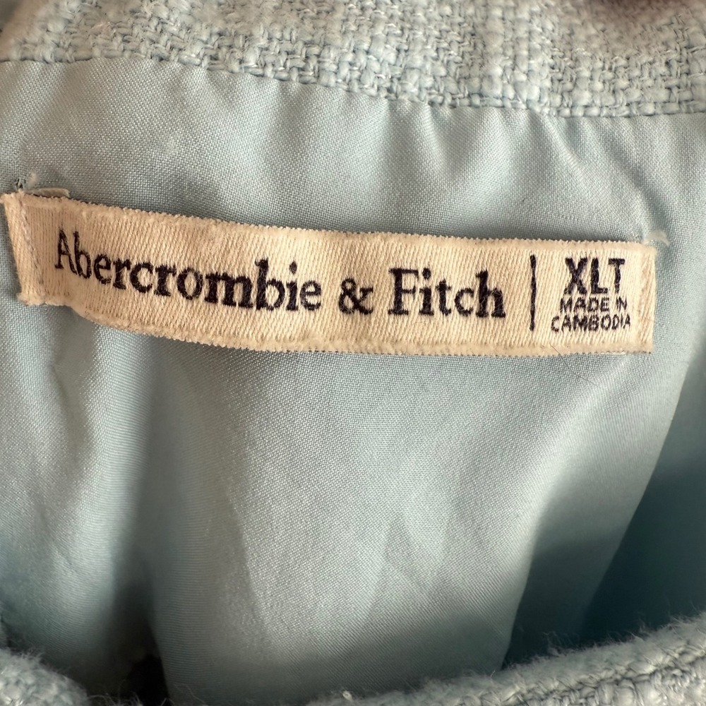 Abercrombie & Fitch Light Blue Tweed Mini Dress Sleeveless Scoop Neck XLT Tall - Picture 7 of 10